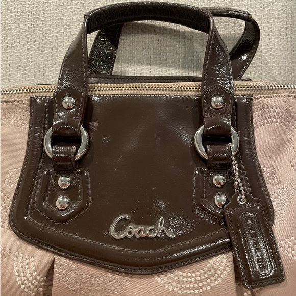 Coach Ashley Signature Dotted Op Art Tan/Brown Satchel Handbag F20027 - Picture 2 of 10